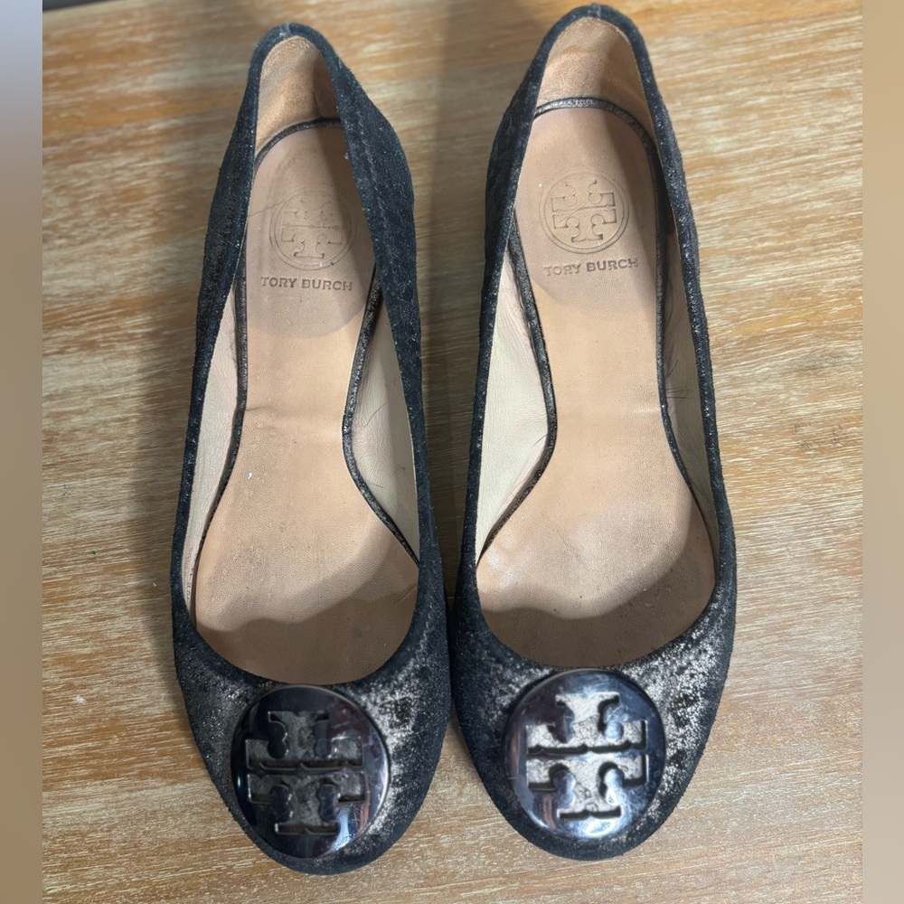 Tory Burch Reva Ballet Flats Powder Metallic Cheetah size 7